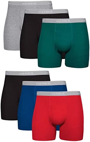 Hanes Men's Boxer Briefs, Soft and Breathable Cotton Underwear with ComfortFlex Waistband, Multipack