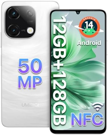 UMIDIGI G9C Android 14 Unlocked Cellphone,Octa-core 12GB +128GB Expand 1TB Unlocked Smartphone,6.75" HD+ 90Hz,5000mAh Battery,50MP Camera,GPS,BT 5.4,NFC,AI Face Unlock,Warranty,White