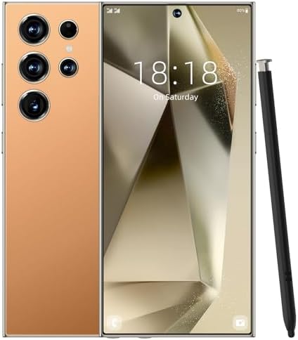 C24 Ultra Unlocked Android Phone,6GB+256GB with 128GB Memory Cell Phone,Android 14 Smartphone, 6.82" HD Display,6800mAh Battery, 108MP+48MP Camera,Support Dual SIM/GPS/Face ID 5G Phone-Orange