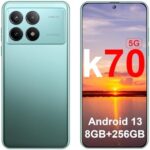 K70 5G Android Phones 2024 Android 13 Cell Phones 6.8" HD Screen 8GB+256GB 8-Core Android Phones 6200mAh Battery Standby 24MP+50MP Camera 5G Dual SIM Unlocked Smartphones(Green)