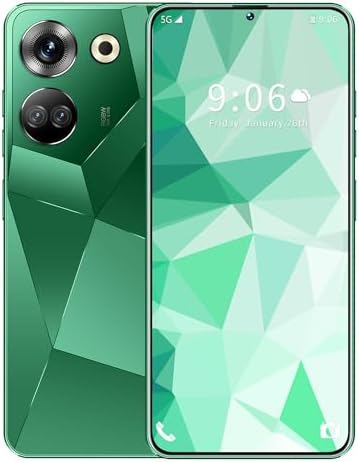 C20 Pro Unlocked Phone 8GB+256GB Android Phone 50MP+24MP Camera 6000mAh Large Battery Unique Appearance Design Fingerprint Face Unlock Dual SIM Capability Android 13 Phone (Green)