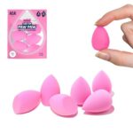 AOA STUDIO Collection MiNi Makeup Sponge Set Blender Latex Free and High-definition of 6 For Powder Cream Liquid, Super Soft Wonder Beauty Cosmetic 3 Tear Drop + Beveled Shape (Pink)