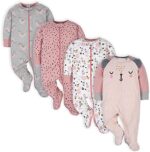 Gerber Baby Girls' 4 Pack Sleep 'N Play Footie