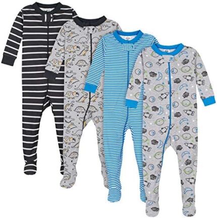 Gerber Baby Boys' 4-Pack Footed Pajamas