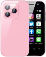 4G Unlocked Mini Phone,14 Pro Kids Pocket Phone with 9.0 Android System, Support Quad Core Dual SIM Face ID (2GB+16GB)(Pink)