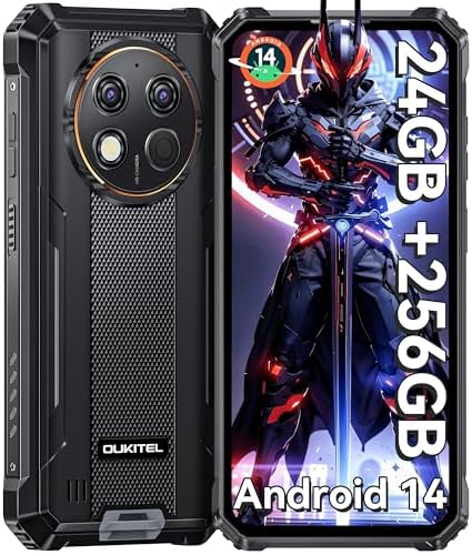 OUKITEL G1 Rugged Smartphone Unlocked - 24+256GB/1TB Android 14 Rugged Cellphones, 6.52”HD Display 10600mAh Battery 48MP Rear Camera IP68/IP69K Waterproof Phone, Dual Sim/NFC/Fingerprint 2025