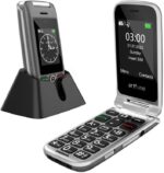 4G Flip Phone Unlocked for Elderly and Kids丨T-Mobile Cell Phone for Seniors丨2.4" Dual-Display丨SOS and One-touch Time Reporting丨Basic Phone丨Speed Dial丨Bluetooth丨Torch丨USB-C丨Charging Dock - Grey