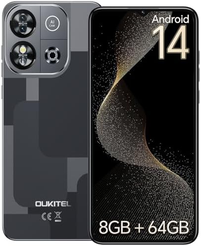 OUKITEL C57S Cell Phone Android 14 Smartphones - 8GB RAM 64/128GB ROM Mobile Phones, 6.52 inch HD+, 4300 mAh Smartphone for Teenagers, Octa-core, 13 MP + 5 MP Cell Phones Dual SIM 4G T-Mobile Phone