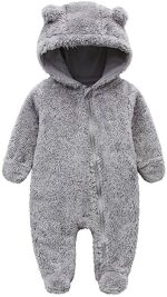 Newborn Baby Jumpsuit Hooded Fleece Rompers Long Sleeve Onesies Outwear Outfits