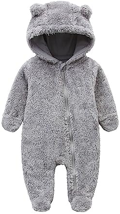 Newborn Baby Jumpsuit Hooded Fleece Rompers Long Sleeve Onesies Outwear Outfits