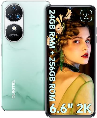 OUKITEL C38 Unlocked Cell Phones, 24GB+256GB Octa-Core Smartphones, 48MP + 32MP Camera 5150mAh Battery 6.6 Inch FHD+ Android 13 Mobile Phone, Face ID/Fingerprint/4G Dual SIM Cell Phones