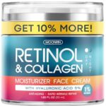 Retinol Cream for Face with Hyaluronic Acid, Day-Night Anti-Aging Moisturizer for Women, Men, Collagen Cream for Face Reduces Wrinkles, Dryness, 1.85 Oz