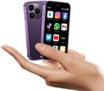 XS16 3.0 inch Mini Smartphone 4G LTE Android 10 Quad Core 2000mAh Type-C Dual SIM Small Mobile Phone (Purple, 2GB RAM 16GB ROM)