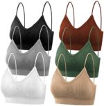 selizo Padded Bralettes for Women, 6 Pcs Sports Bras for Women Pack, V Neck Cami Bando Bra for Women Girls