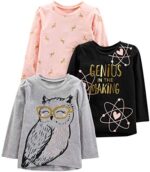 Simple Joys by Carter's Girls' 3-Pack Graphic Long-Sleeve Tees