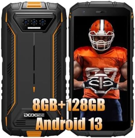 DOOGEE S41 Plus 4G Rugged Phones Unlocked,8GB+128GB,5.5" IPS HD+ Dual Sim Rugged Phone,6300mAh Battery,13MP AI Camera,IP68 Waterproof Cell Phone,Android 13/Face Unlock/NFC/T-Mobile Orange