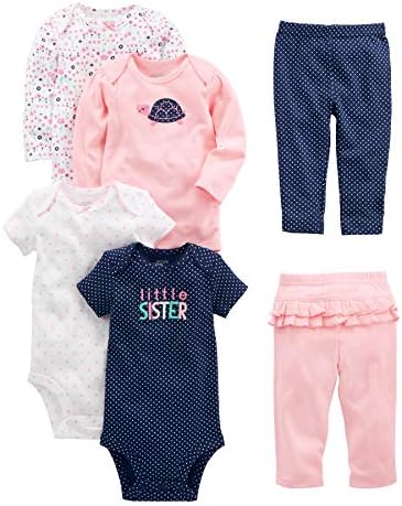 Simple Joys by Carter's baby-girls 6-piece Bodysuits (Short and Long Sleeve) and Pants Set