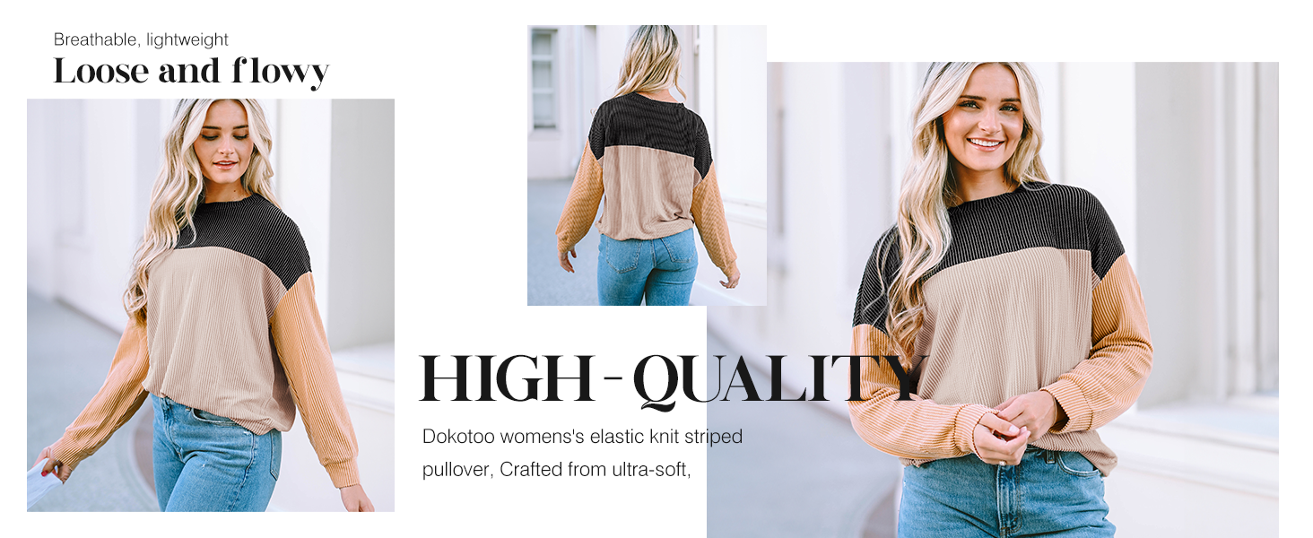 Dokotoo Womens Fashion Color Block Shirts