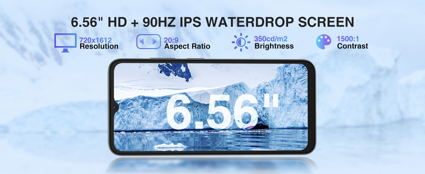 6.56‘’HD + 90 HZ IPS Waterproof Screen