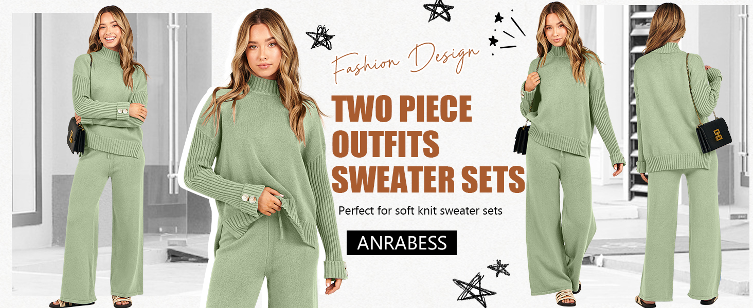 ANRABESS Women's Two Piece Outfits Sweater Sets