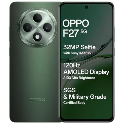 OPPO F27 5G (Emerald Green, 8GB RAM, 256GB Storage) | 6.67" FHD+ AMOLED Display|32MP Sony IMX615 Selfie Camera |AI Portrait Expert| 45W SUPERVOOC| with No Cost EMI/Additional Exchange Offers