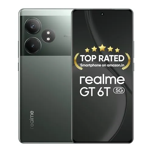 realme GT 6T 5G (Razor Green,12GB RAM+256GB Storage) | India's 1st 7+ Gen 3 Flagship Chipset | 1.5M+AnTuTu Score | 5500mAh+120W | The World's Brightest Flagship Display