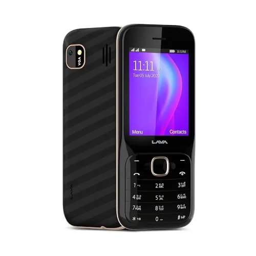 Lava Gem Power Dual Sim Keypad Phone (2.8" Display, Camera & Flash) | 2575mAh Smart AI Powerful Battery | Wireless FM & Recording | 7-Language Support| Stereo Speakers | Call Recording (Black Gold)