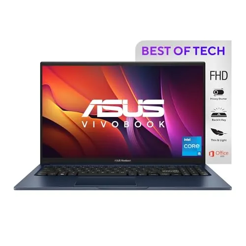 ASUS Vivobook 15, Intel Core i5-1235U 12th Gen, 15.6" (39.62 cm) FHD, Thin and Light Laptop (8GB RAM/512GB SSD/Windows 11 Home/Office 2021/Backlit Keyboard/Quiet Blue/1.7 kg), X1504ZA-NJ521WS