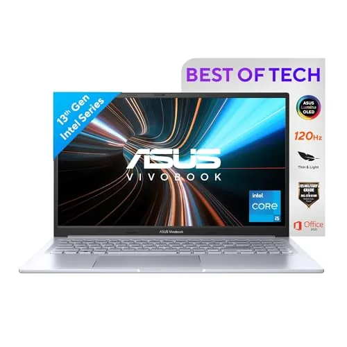 ASUS Vivobook 15X OLED, 2.8K (2880 x 1620) 16:9, Core i5-1335U Processor 1.3 GHz, Thin & Light Laptop (16GB RAM/512GB SSD/Windows 11/Office Home/50Whr Battery/Cool Silver/1.60 kg), K3504VAD-MA542WS