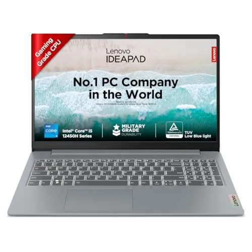 Lenovo IdeaPad Slim 3 12th Gen Intel Core i5-12450H 15.6" (39.6cm) FHD IPS Thin & Light Laptop (16GB/512GB SSD/Intel UHD Graphics/Win 11/MSO 21/Backlit KB/1 Yr ADP Free/Grey/1.6Kg), 83ER008DIN