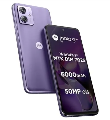 Motorola G64 5G (Ice Lilac, 12GB RAM, 256GB Storage) | Expandable Upto 2TB | Upto 24GB RAM with RAM Boost | 50MP (OIS) + 8MP | 16MP Front Camera | MediaTek Dimensity 7025 Processor | 6000 mAh Battery