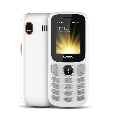 Lava A3 Torch Dual Sim Keypad Mobile Phone | 1750mAh Big Battery | Quad Strip Torch & Slide Button | 1.8" Large Display | Vibration Alert | 7 Language Support (White Beige)