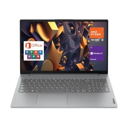 Lenovo V15 Gen 4 Laptop, 15.6" FHD Display, AMD Ryzen 3 7320U Processor, RJ-45, USB-C, HDMI, Windows 11 Pro with MS-Office (8GB LPDDR5 RAM 5500 MHz | 512GB PCIe SSD), Silver, 1 Year Brand Warranty