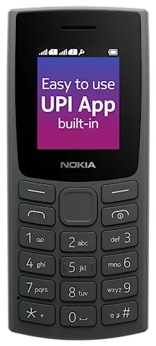 Nokia 106 Single Sim, Keypad Phone with Built-in UPI Payments App, Long-Lasting Battery, Wireless FM Radio & MP3 Player, and MicroSD Card Slot | Charcoal