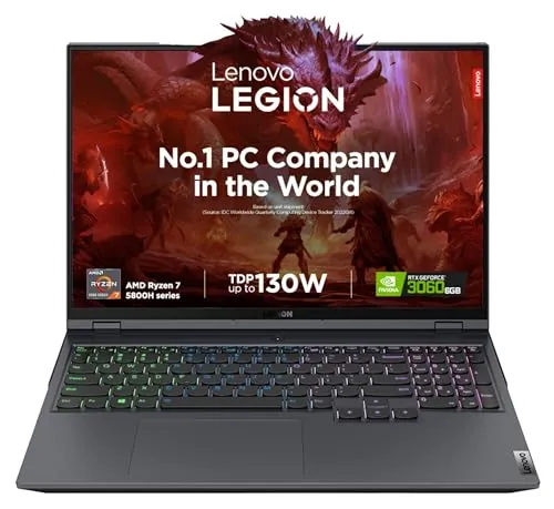 Lenovo Legion 5 Pro AMD Ryzen 7 5800H 16" (40.64cm) WQXGA-IPS 165Hz 500Nits Gaming Laptop (16GB/512GB SSD/Win 11/Office 2021/NVIDIA RTX 3060 6GB/Alexa/3 Month Game Pass/Storm Grey/2.45Kg), 82JQ010EIN