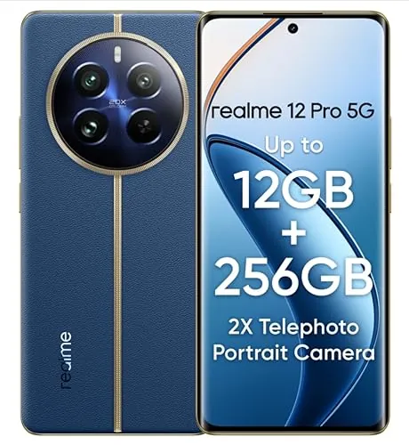 realme 12 Pro 5G (Submarine Blue, 12GB RAM, 256GB Storage) | 50 MP Sony IMX882 OIS Camera | 32 MP 2X Flagship Telephoto Portrait Camera | Snapdragon 6 Gen 1 5G Processor | 12 GB+12 GB Dynamic RAM