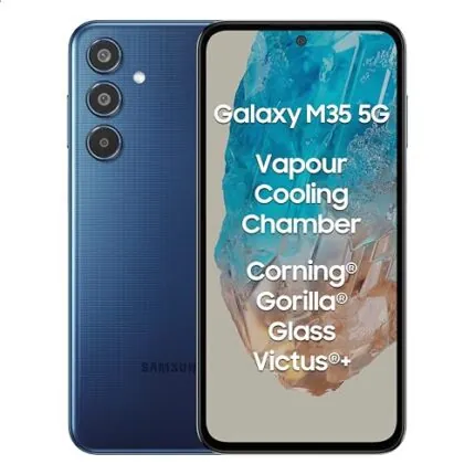 Samsung Galaxy M35 5G (Moonlight Blue,6GB RAM,128GB Storage)| Corning Gorilla Glass Victus+| AnTuTu Score 595K+ | Vapour Cooling Chamber | 6000mAh Battery | 120Hz Super AMOLED Display| Without Charger